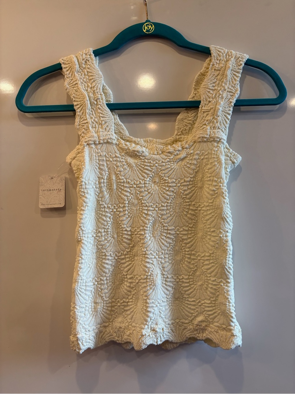 Free People Cream Textured Square-Neck Tank